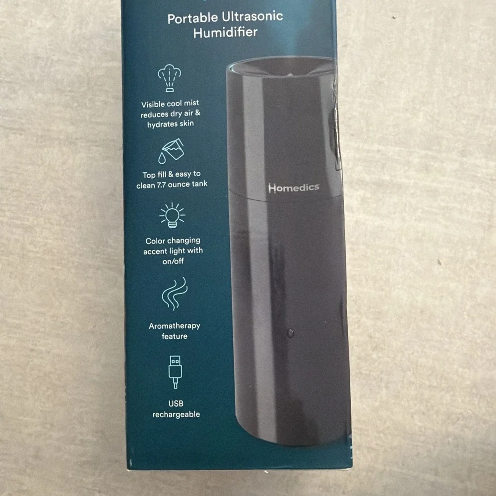 HoMedics Ultrasonic Portable Humidifier Red UHE-CMP17-BkUSB Rechargeable